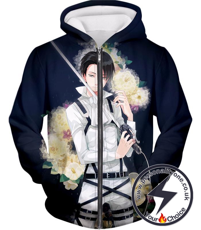 Attack on Titan Strongest Soldier Levi Ackerman Cool Anime Promo Zip Up Hoodie